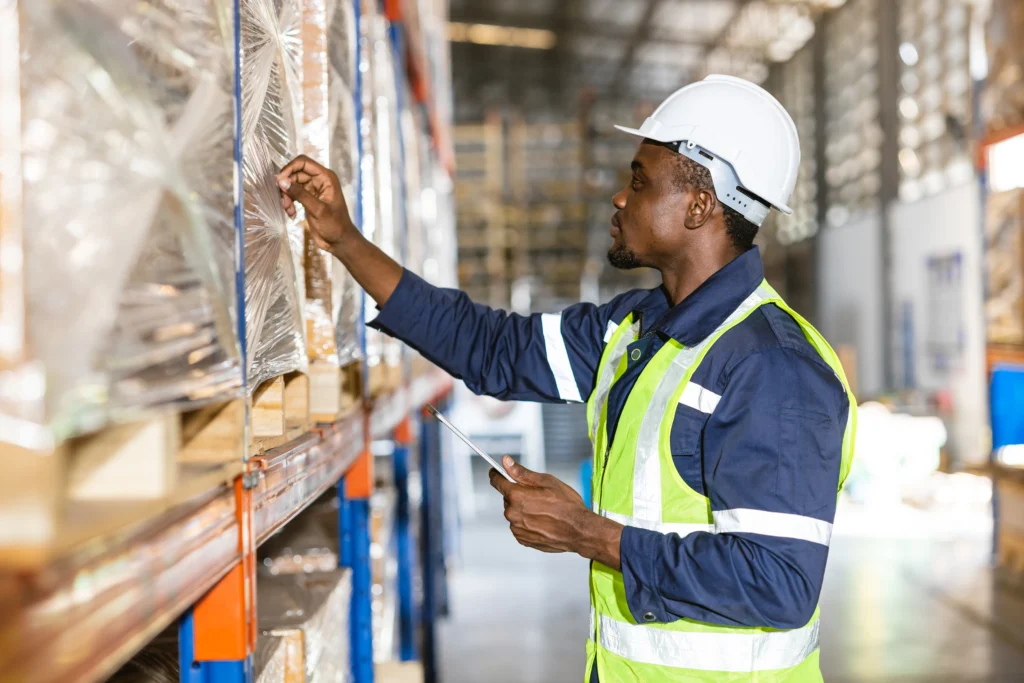 Man searching for RFID tagged box