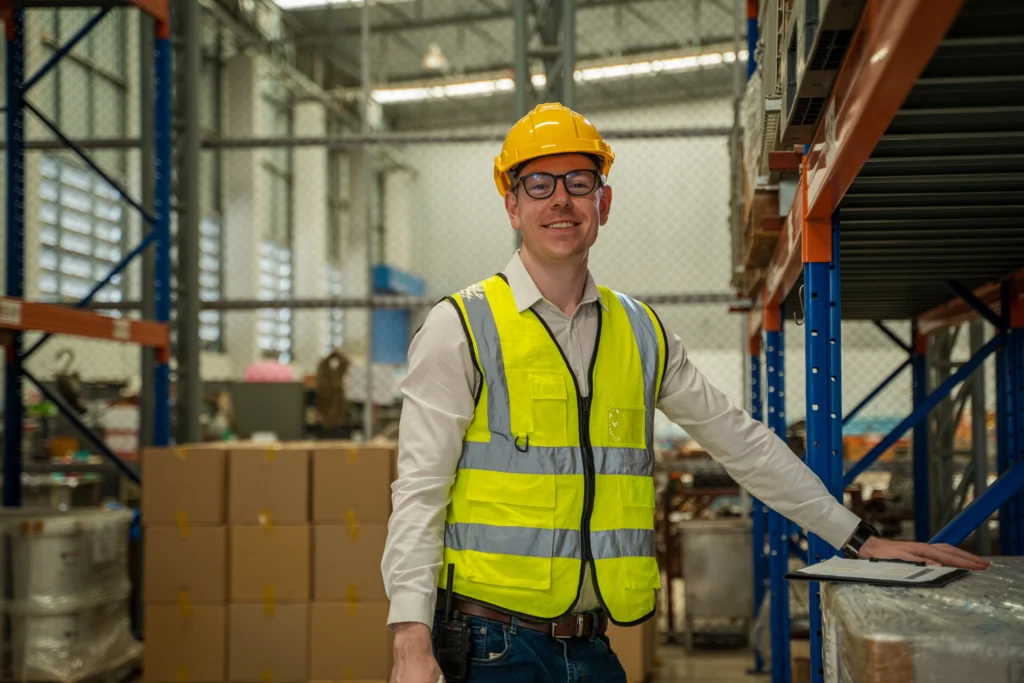 Ware worker checking warehouse goods