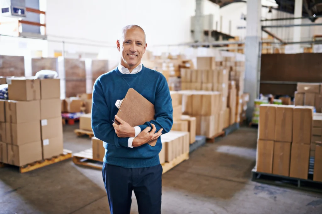 Warehouse manager handling warehouse receiving